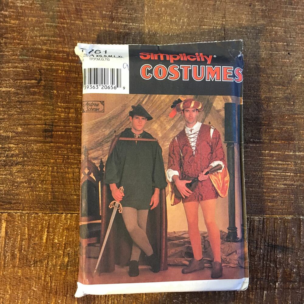 Simplicity Sewing Pattern 7761 Mens Renaissance Costume Robin Hood XS-XL UNCUT